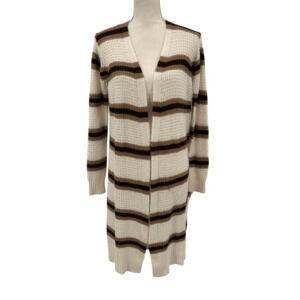 Women's Striped Open Midi Cardigan Size Medium Casual Cozy 90s Academia Y2K